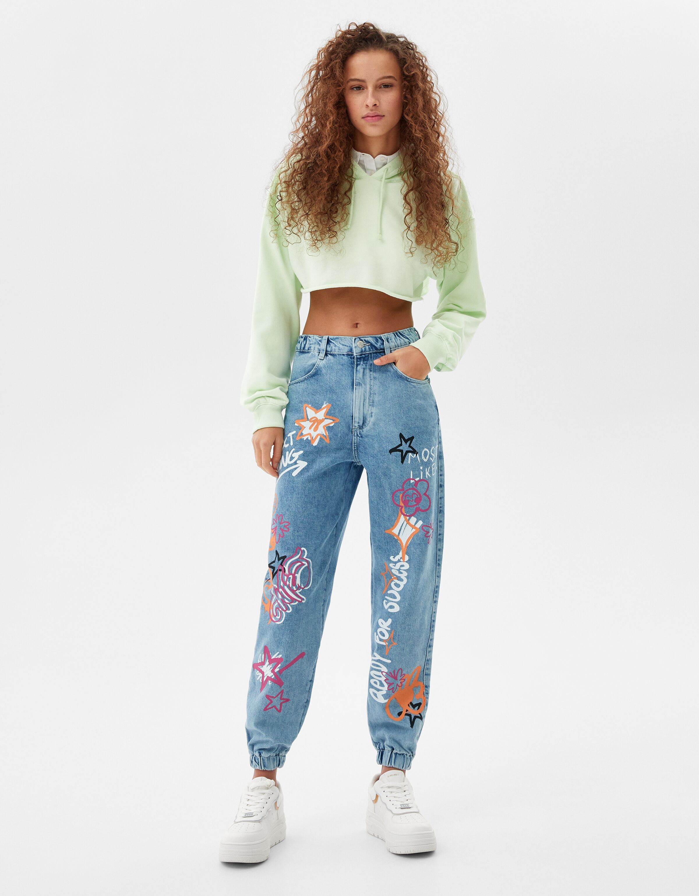 Graffiti print jogger jeans - Woman 