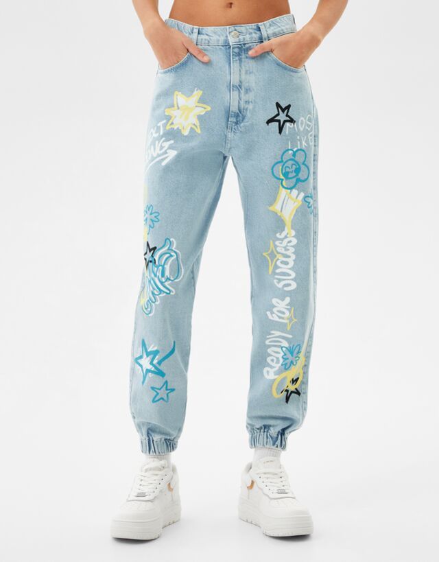 Graffiti print jogger jeans - Woman 