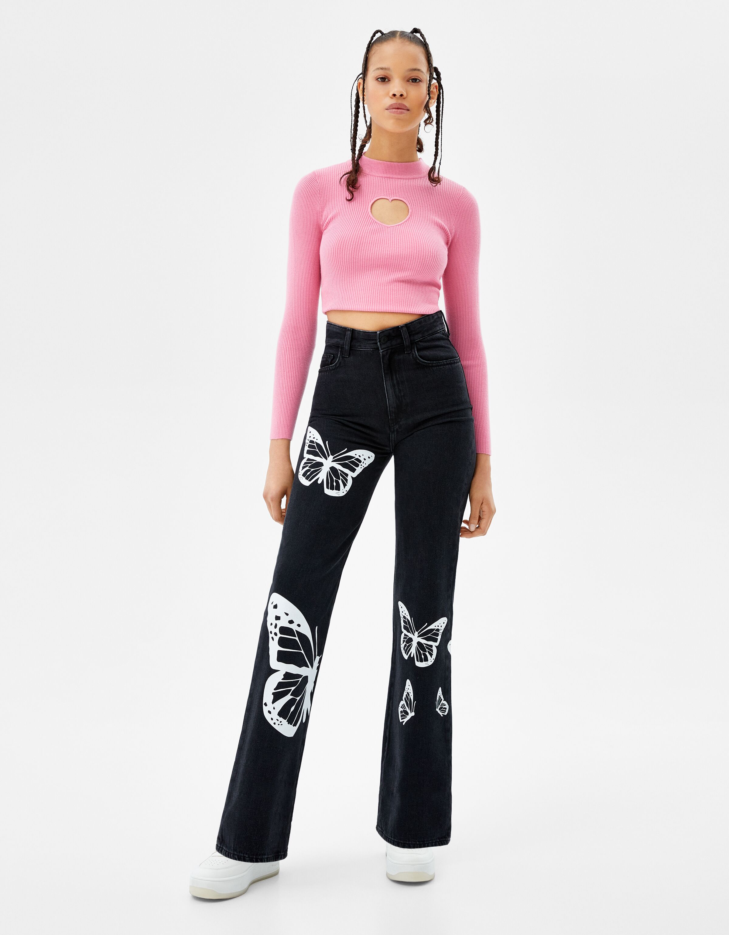 90s butterfly print jeans - Denim 