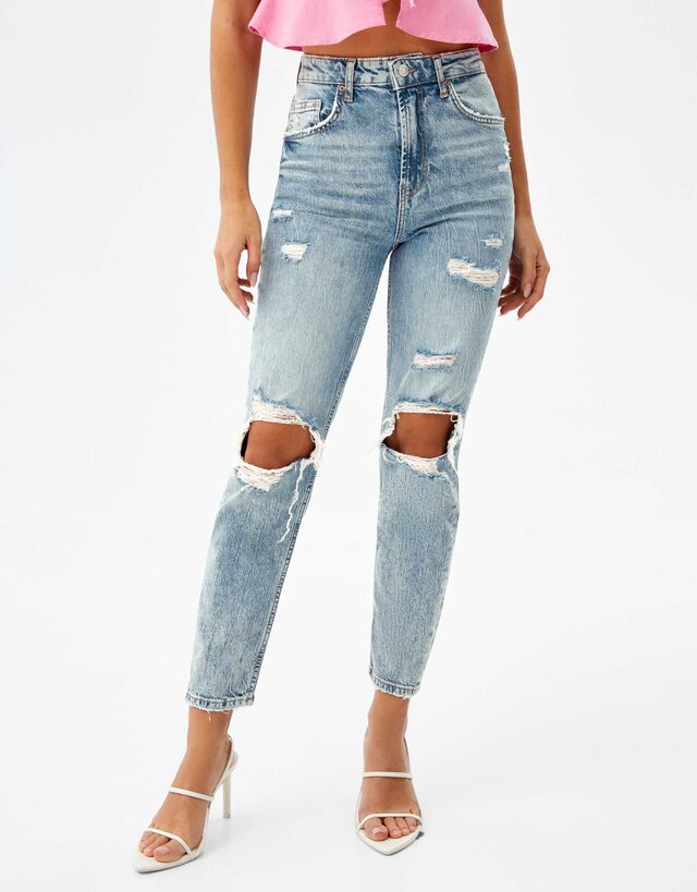 Ripped relax fit mom fit jeans - Woman 