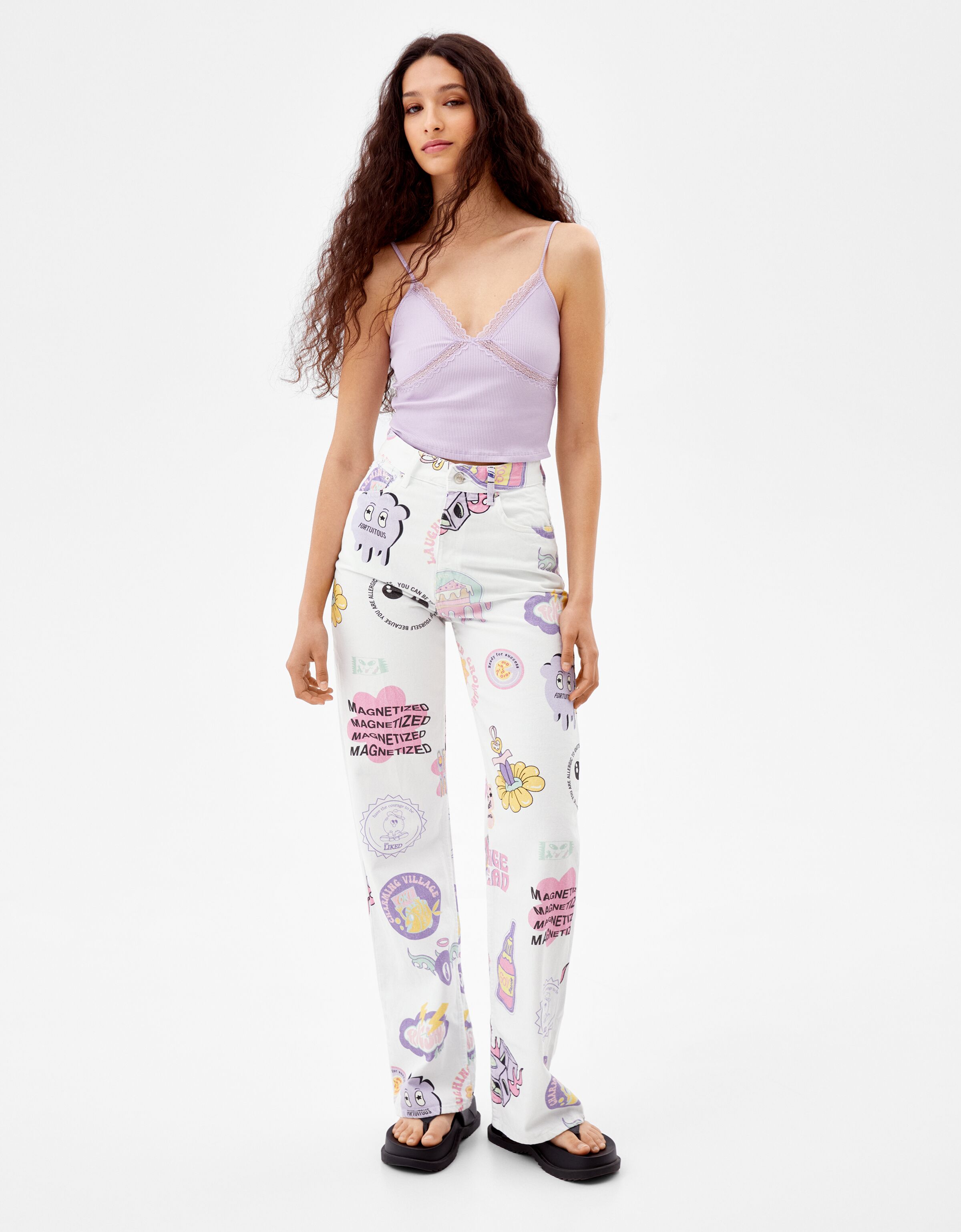 print jeans - Trousers - Woman | Bershka