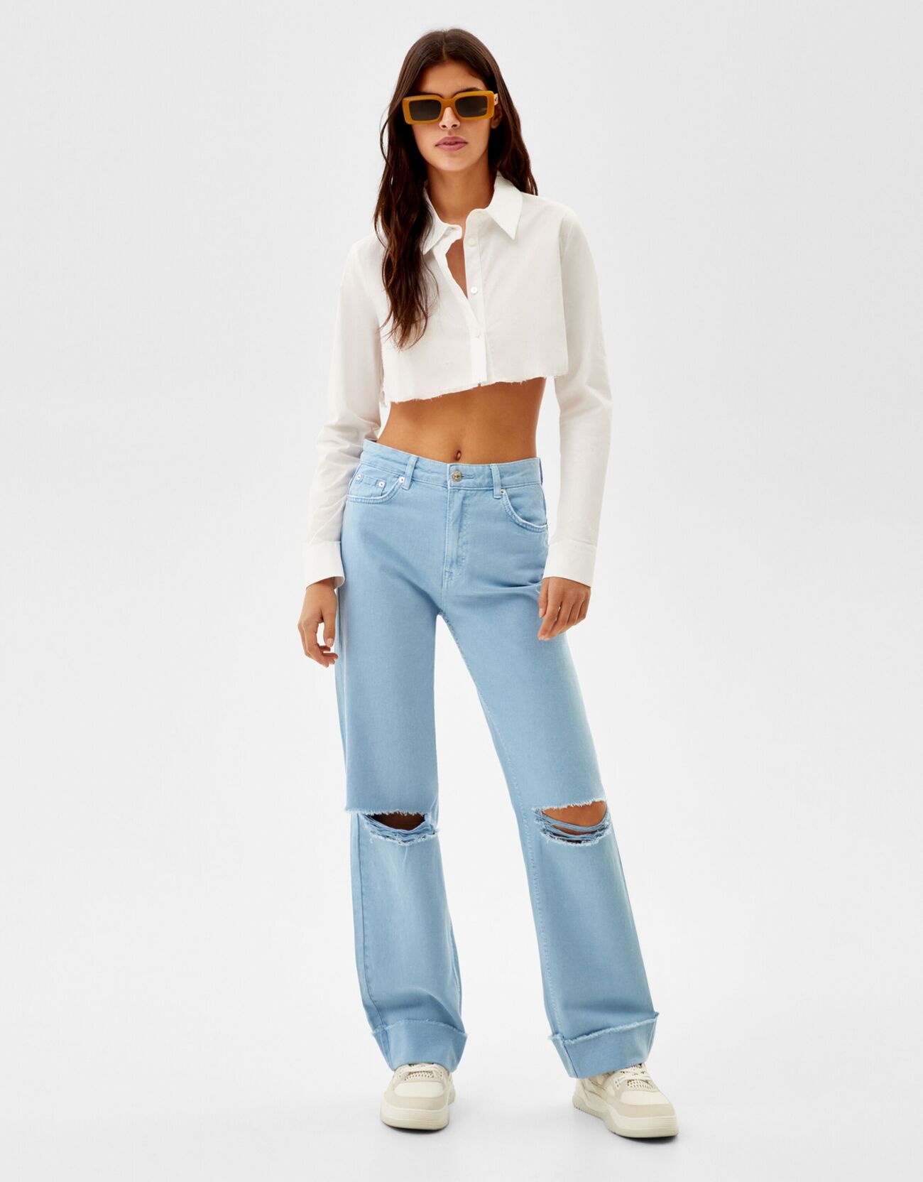 Pantalón straight baggy - Pantalones - Mujer | Bershka