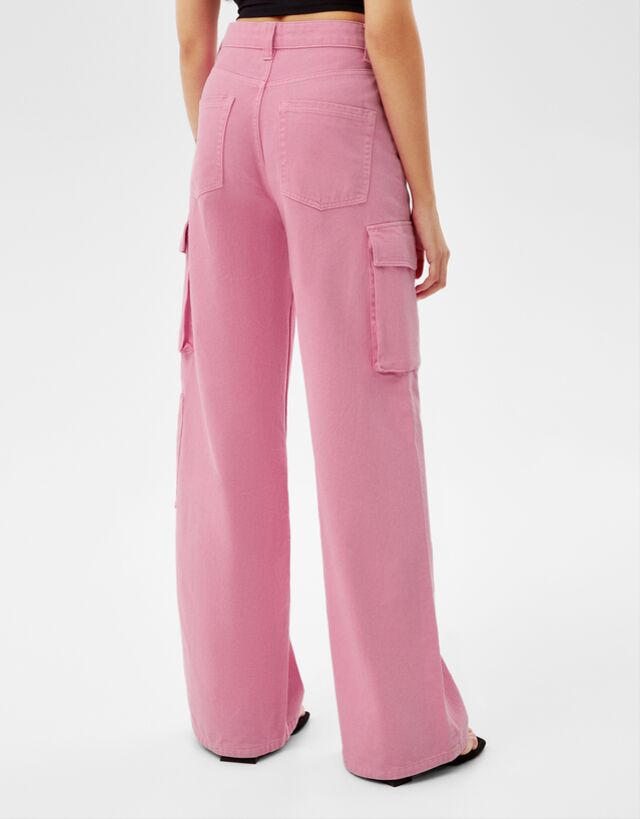 Wide-leg twill cargo trousers 