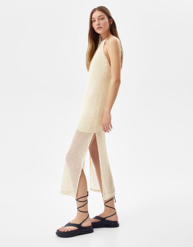 Vestito lungo halter in crochet - Vestiti - Donna | Bershka
