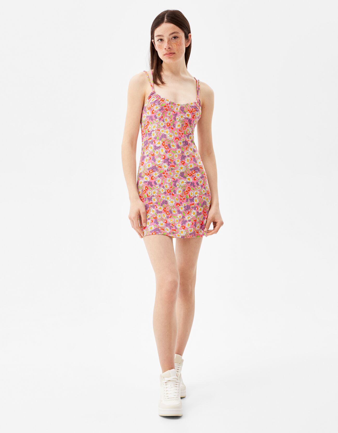 bershka pink floral dress