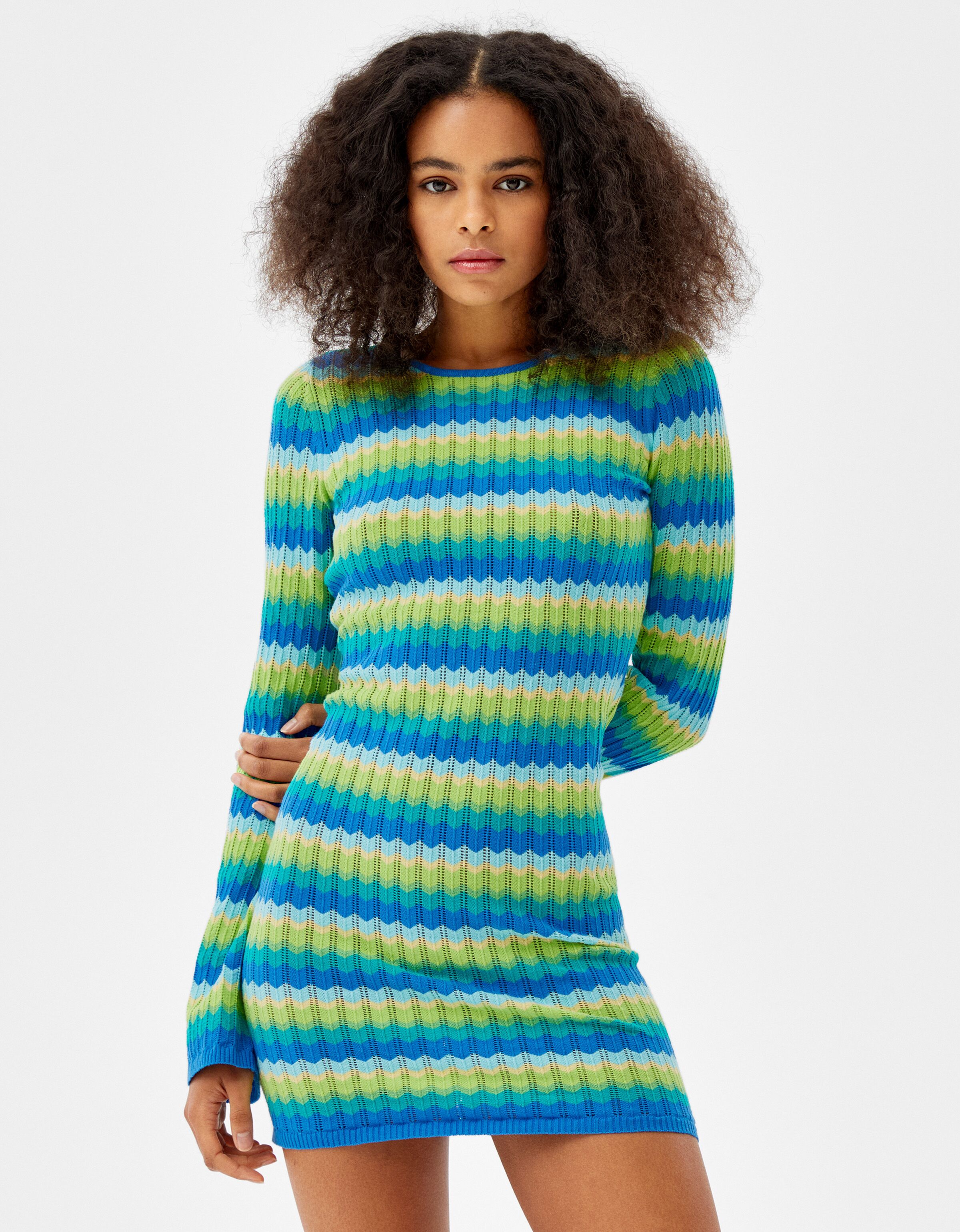 Knit mini dress with open back - Woman 