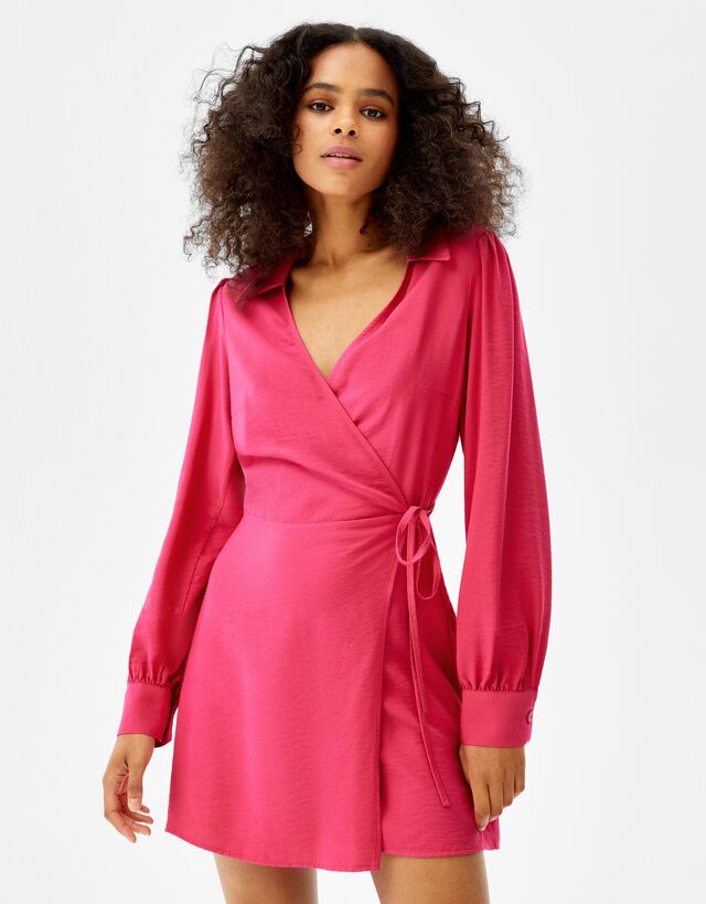 Vestito chemisier mini incrociato - Vestiti - Donna | Bershka