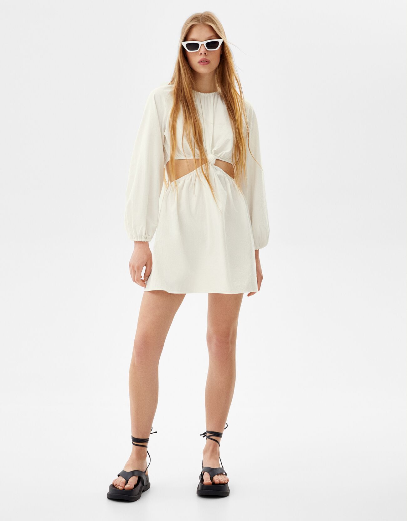 Rustic mini dress with long sleeves and 