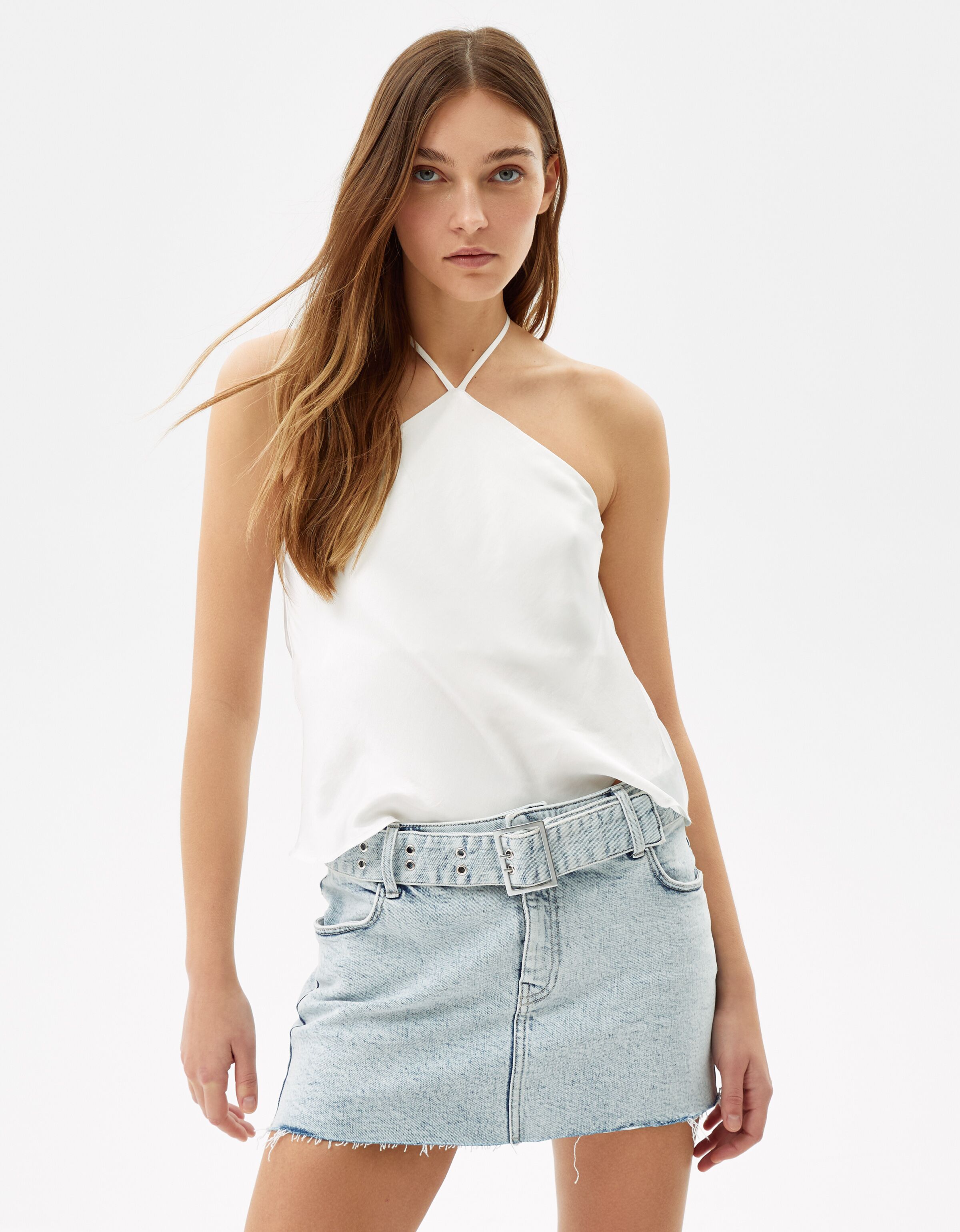Low-Waist-Jeansrock mit Gürtel - Damen 