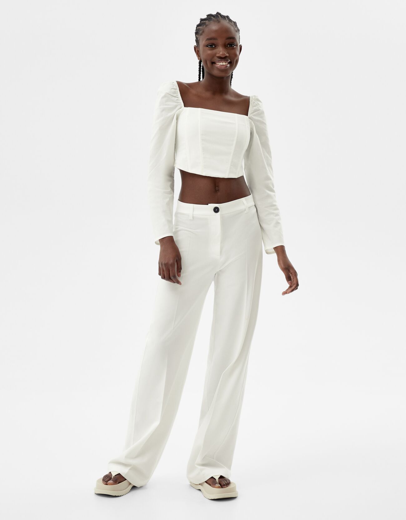 Blusa manga larga corsé - Mujer | Bershka