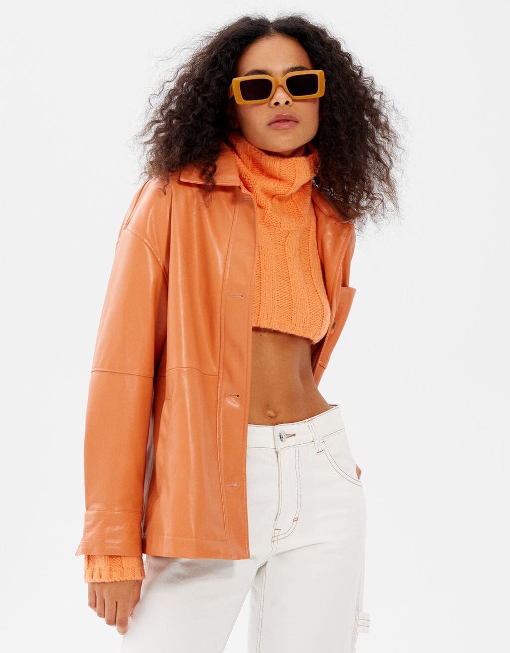 Sobrecamisa efecto piel - Mujer | Bershka