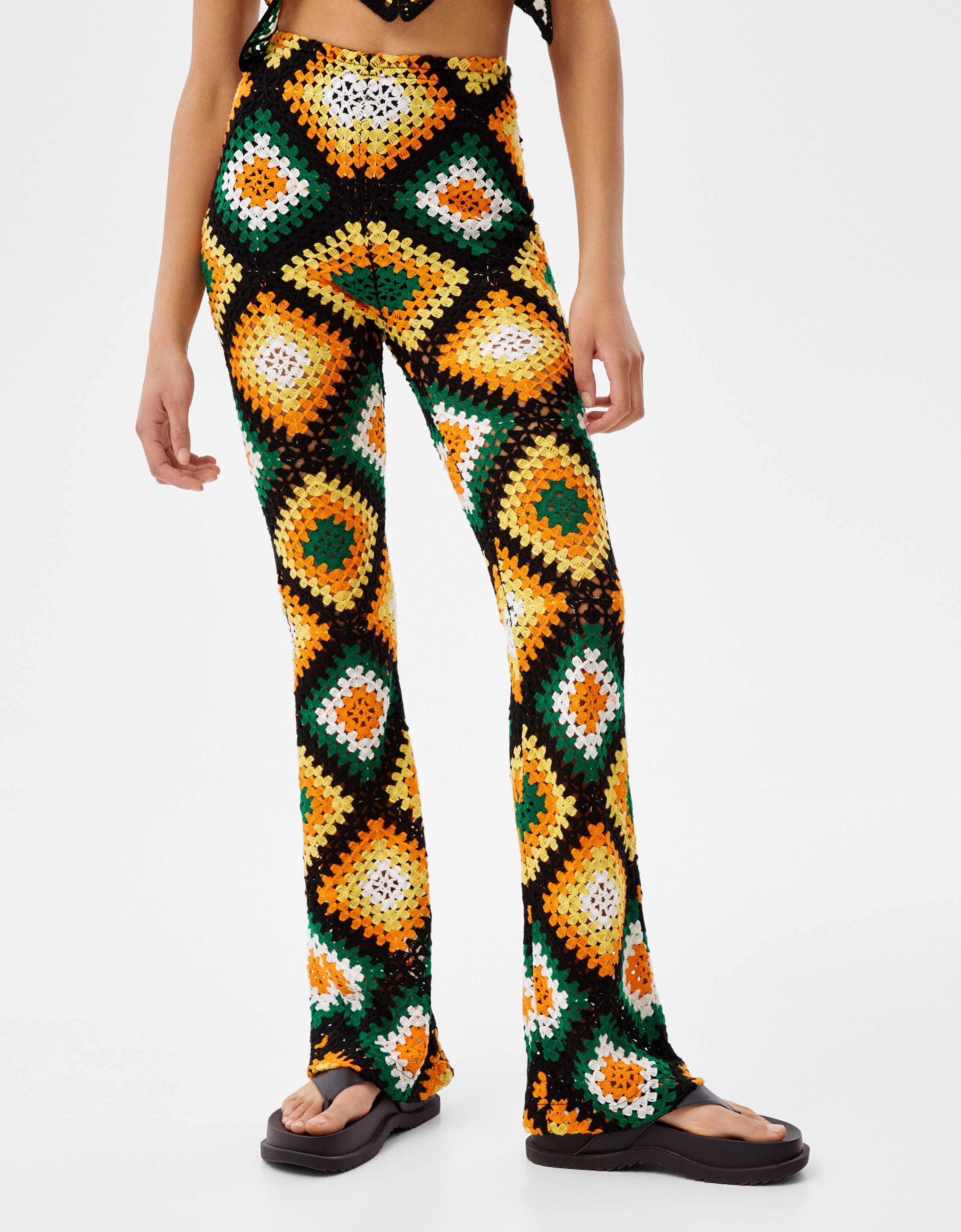 Flare crochet trousers - Woman | Bershka