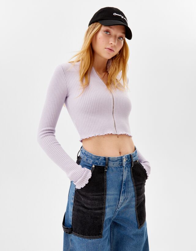 chaqueta cropped cremallera