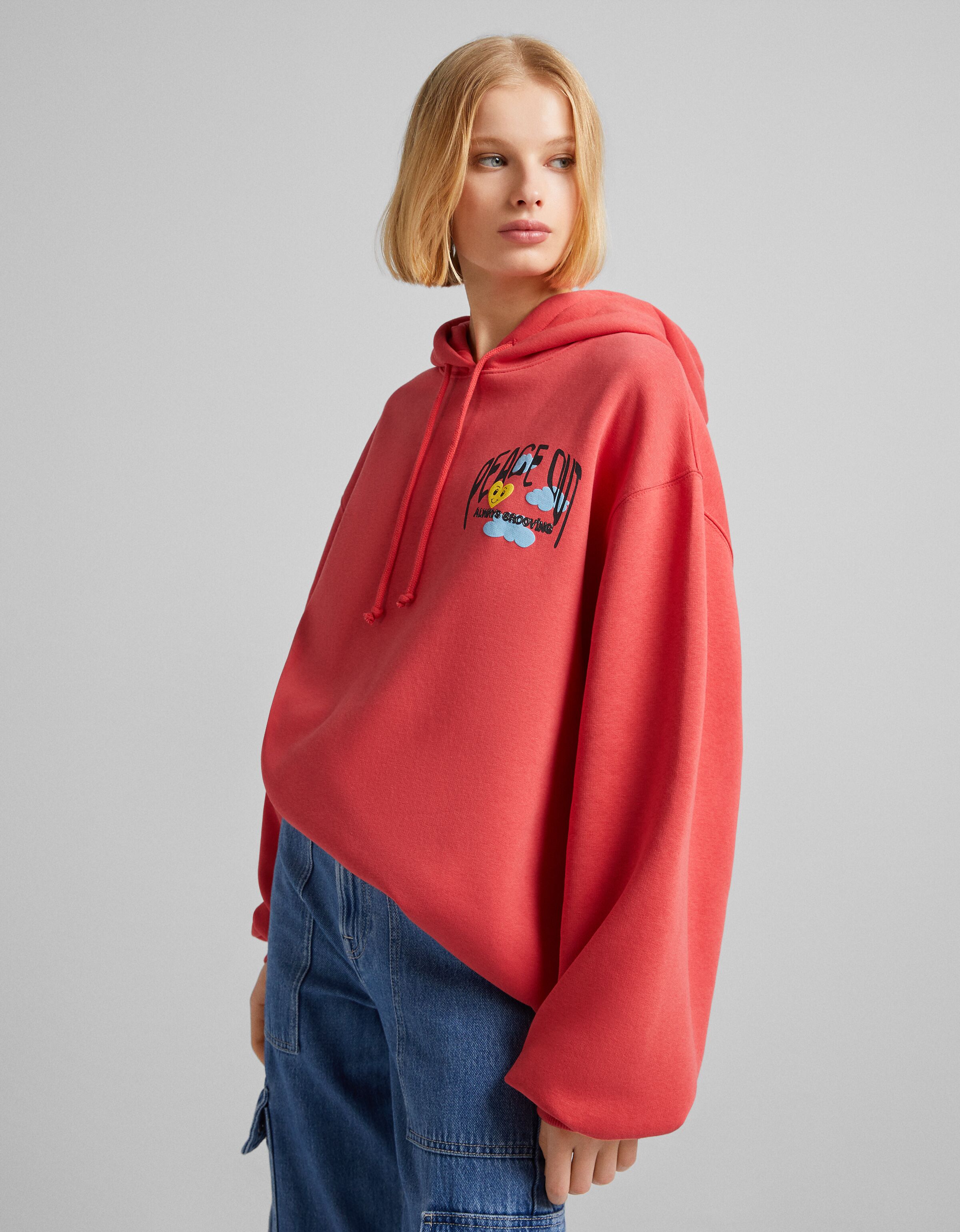 Sudadera capucha print - Mujer | Bershka