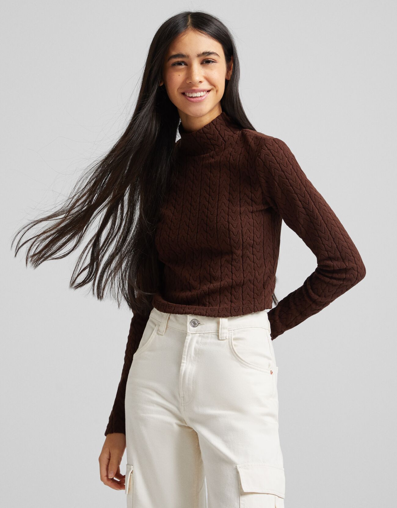 Maglia A Collo Alto Viola | Pullover e cardigan Bershka Donna \u003e New Wash