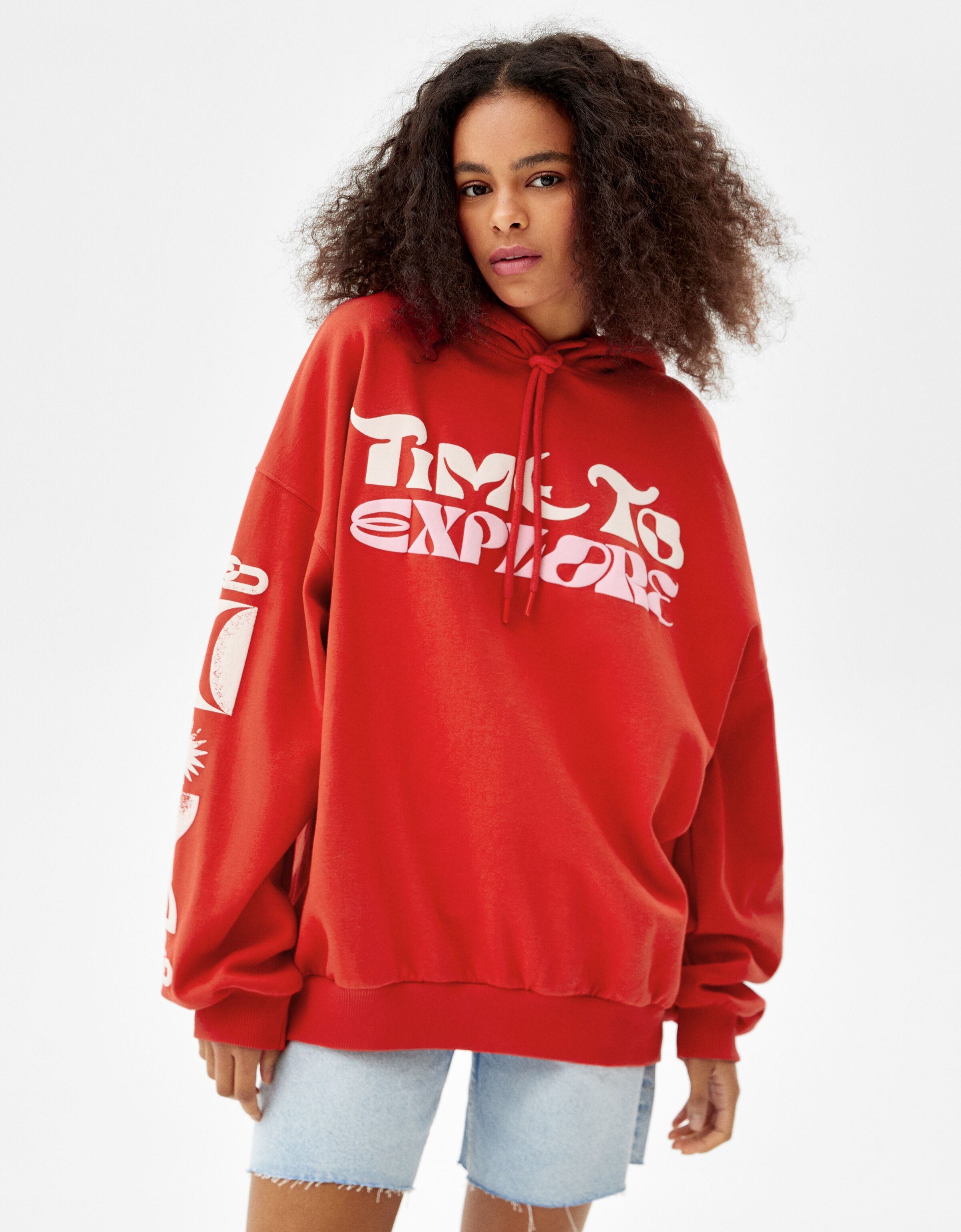 Sudaderas Hombre | Bershka Sudadera Capucha Print Grafiti Rosa - Bellavista
