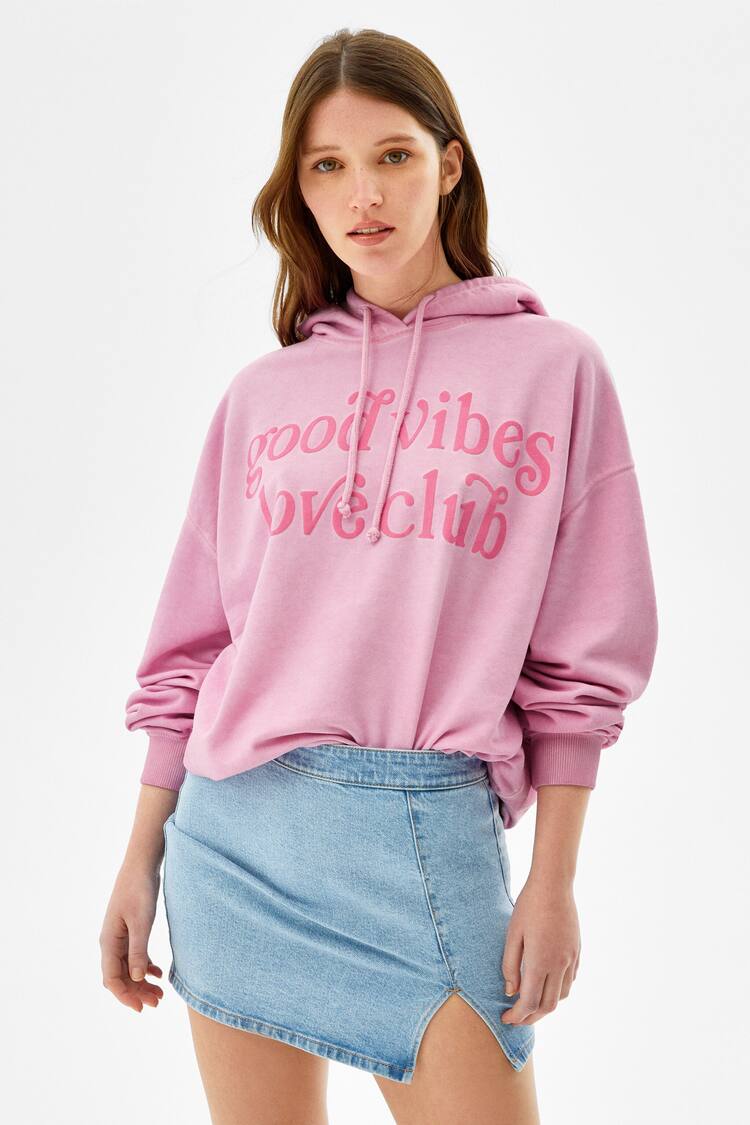 Embroidered long sleeve hoodie