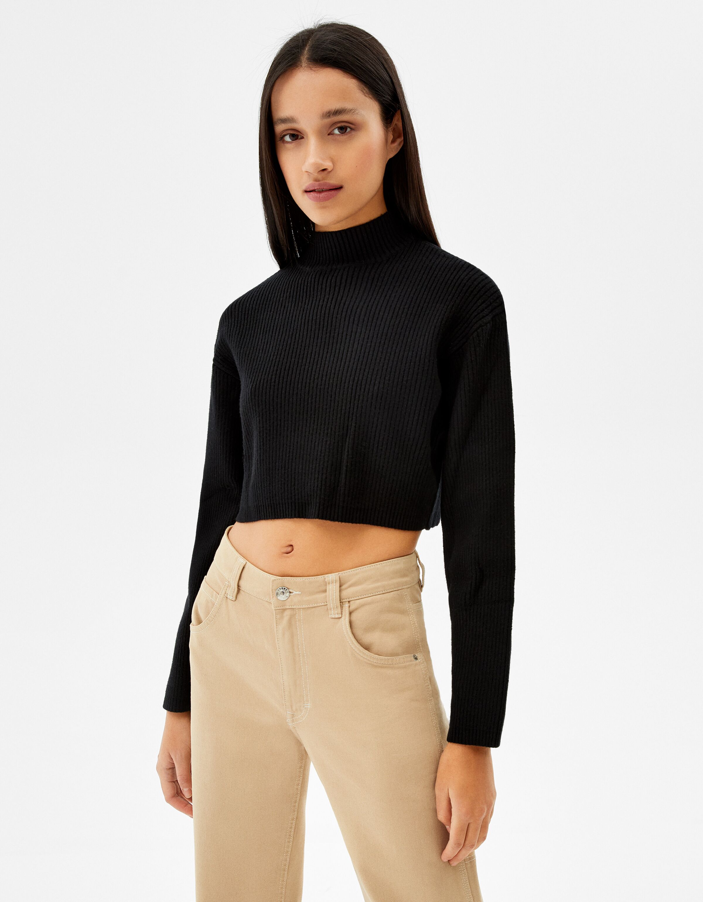 ribbed crop turtleneck