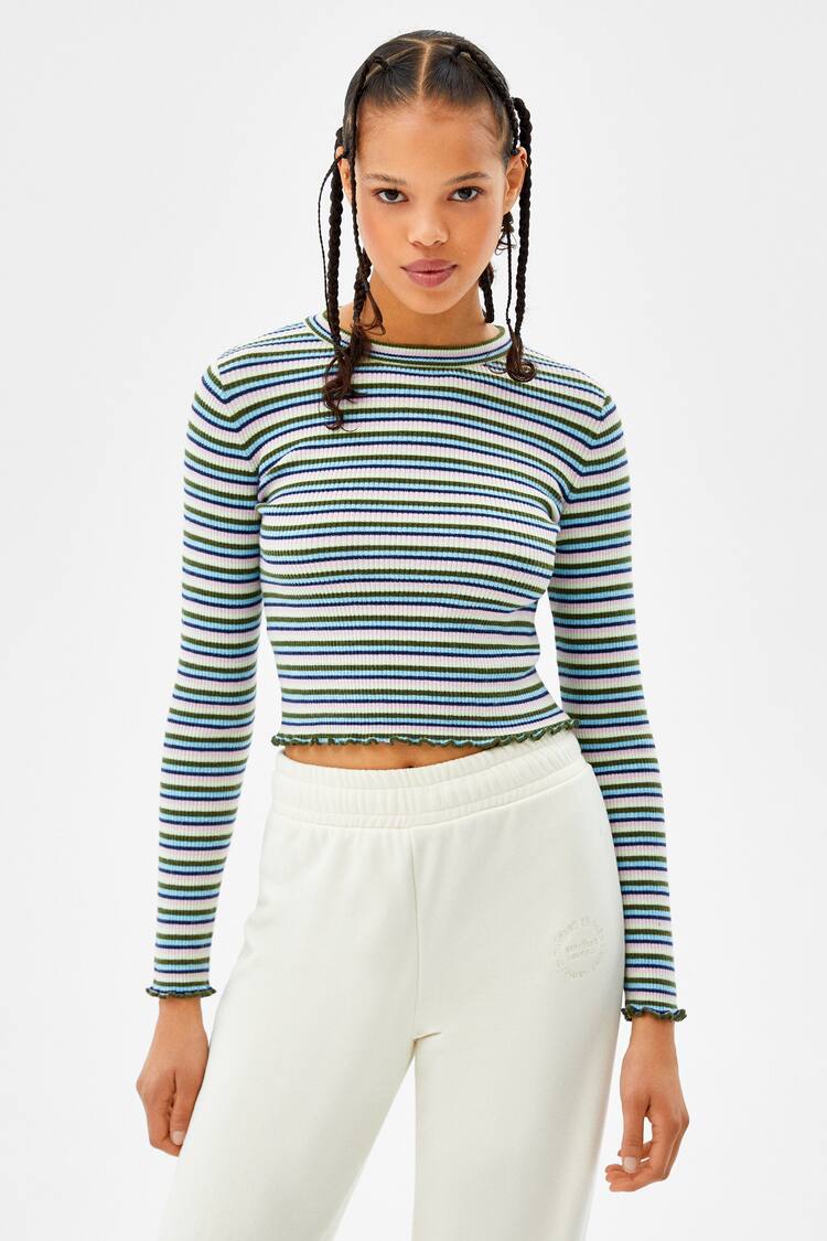 Multi-stripe print sweater