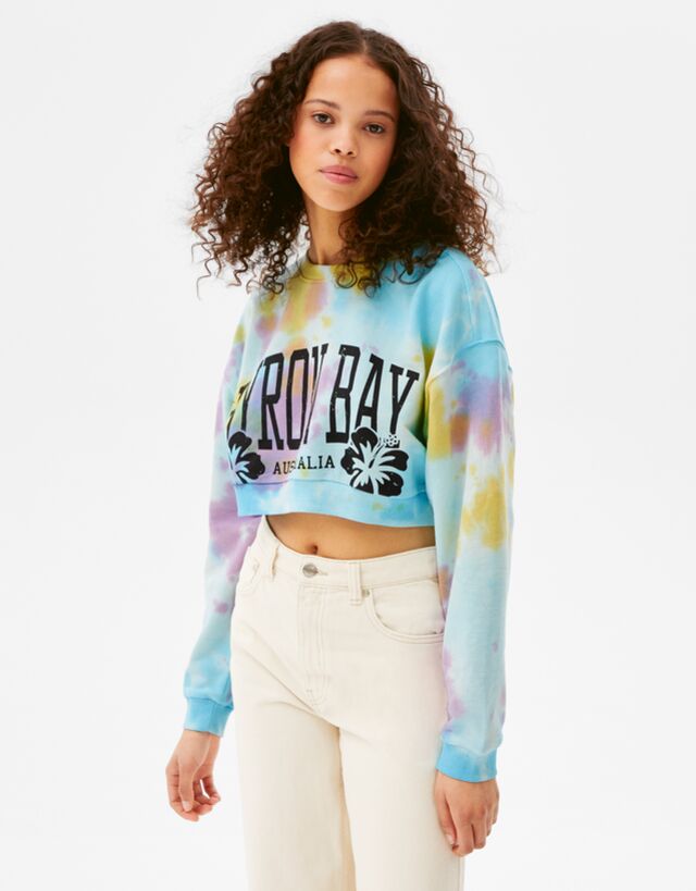 Sudadera cropped tie-dye - Mujer | Bershka