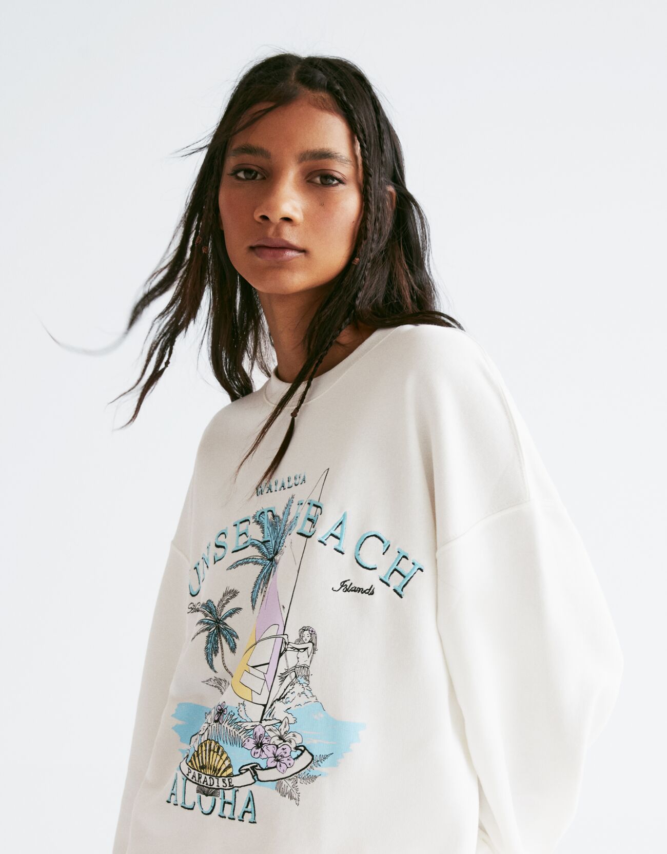 Bershka - Embroidered text sweatshirt