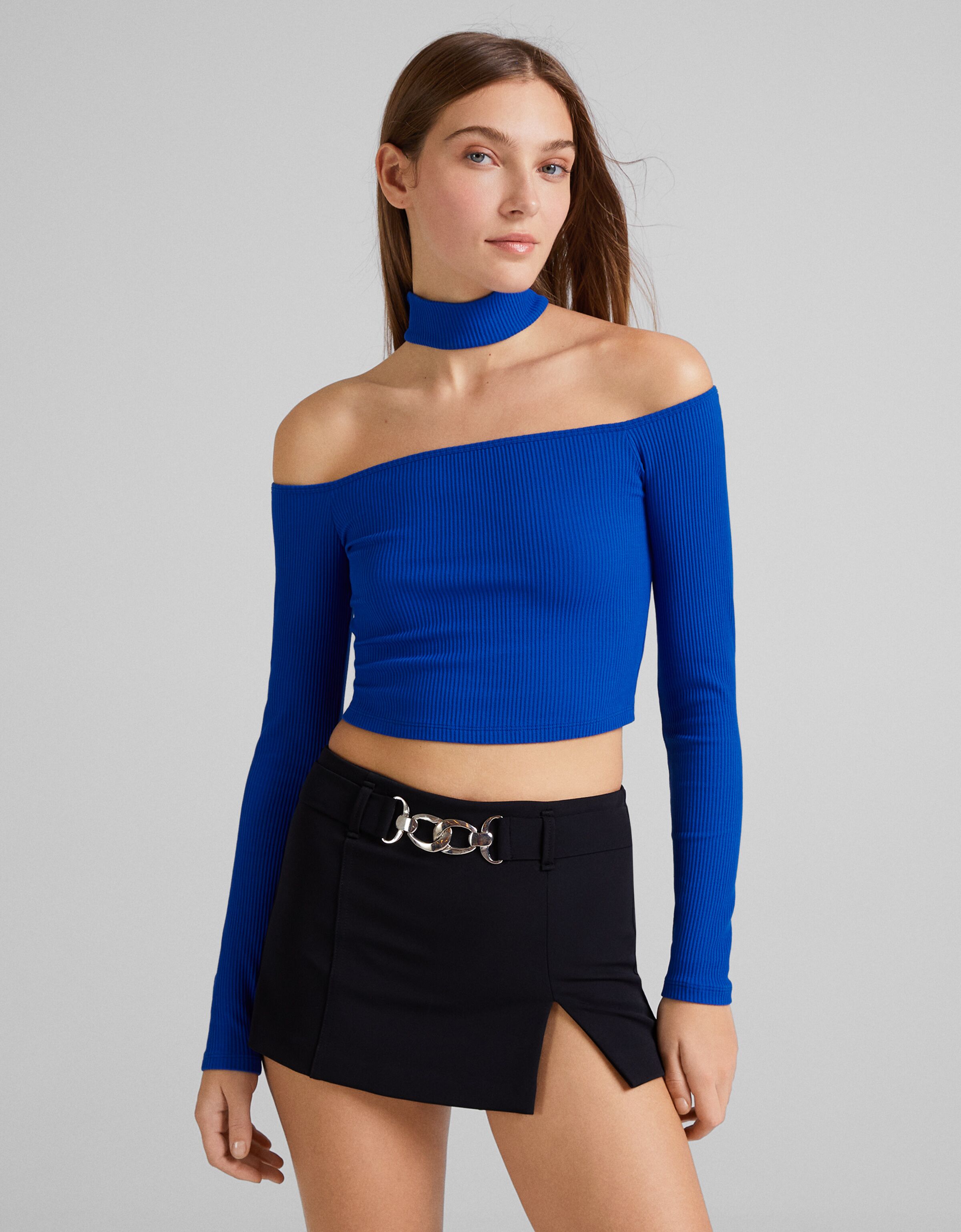 off the shoulder long sleeve t shirt