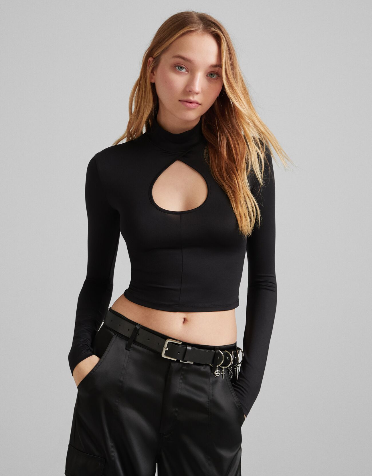 Long sleeve cut-out T-shirt - Long 
