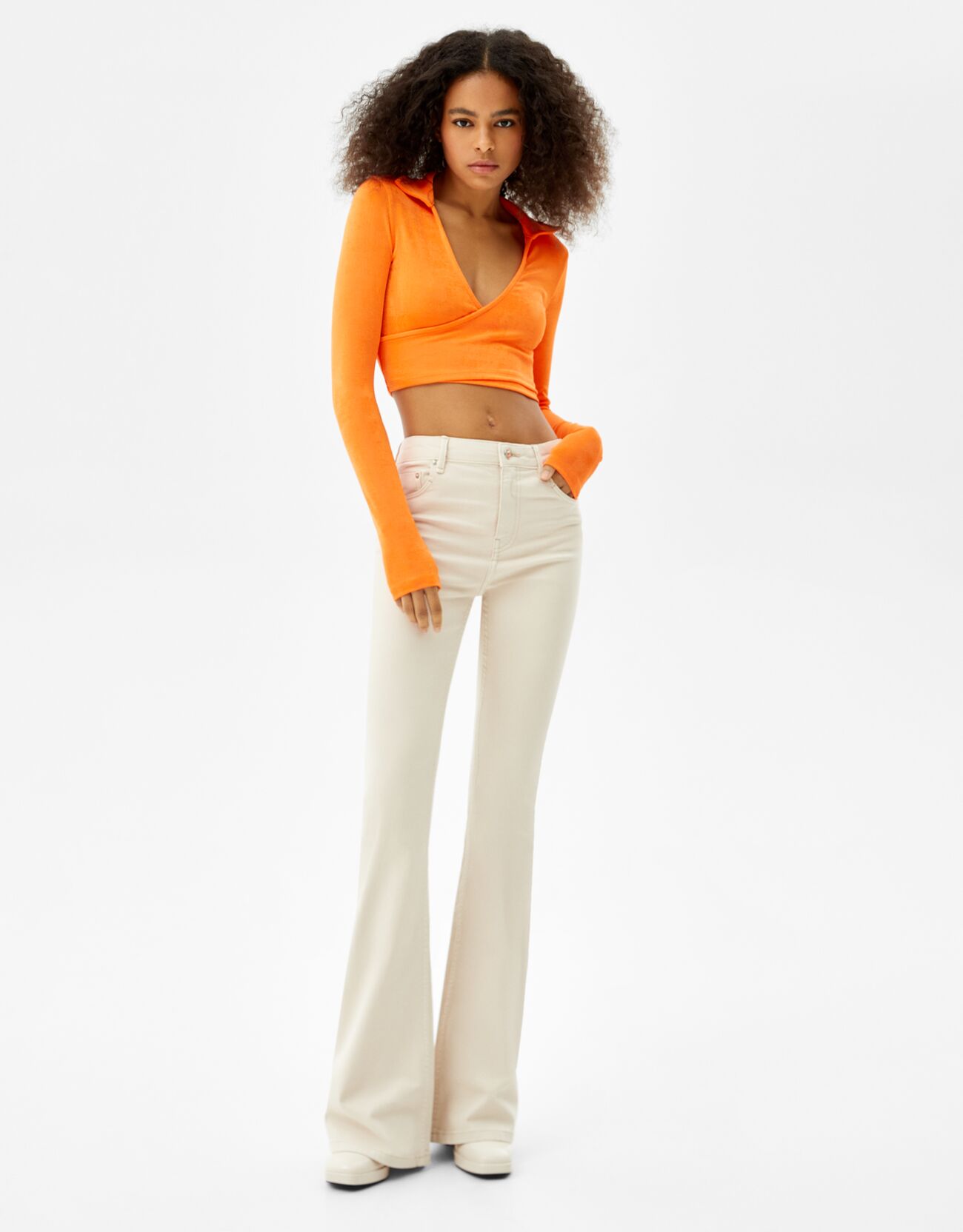 Long sleeve top with crossover shirt 