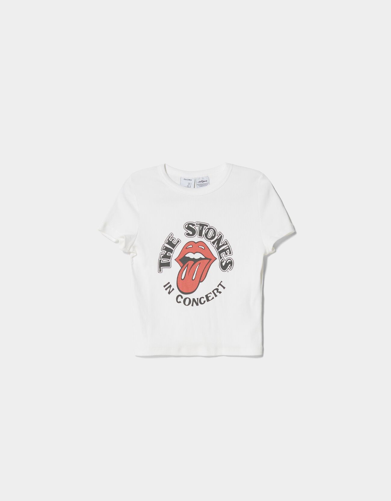 patrón Fuera Presta atención a Bershka - Ribbed short sleeve Rolling Stones T-shirt
