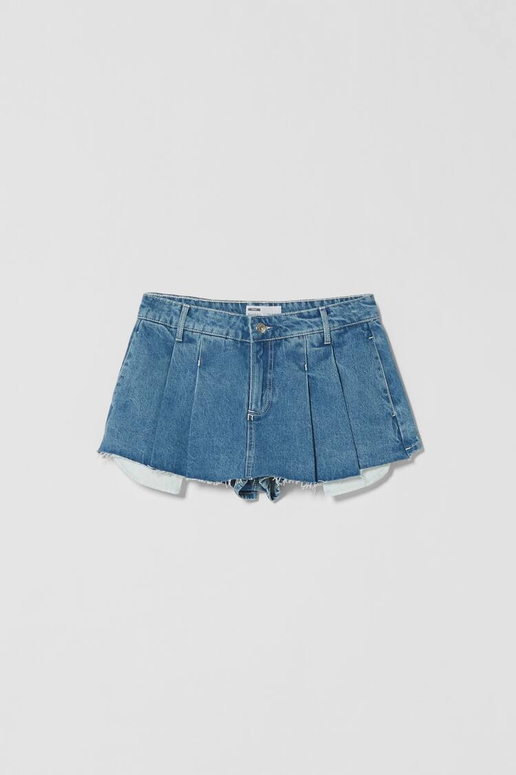 Denim shorts with visible pocket lining