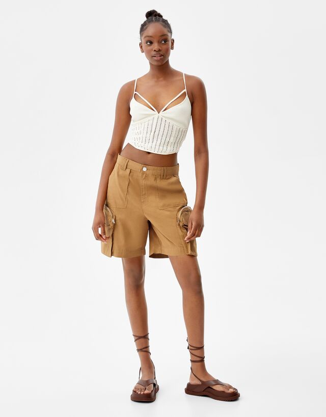 Bermuda in popeline multitasche - Shorts e bermuda - Donna | Bershka