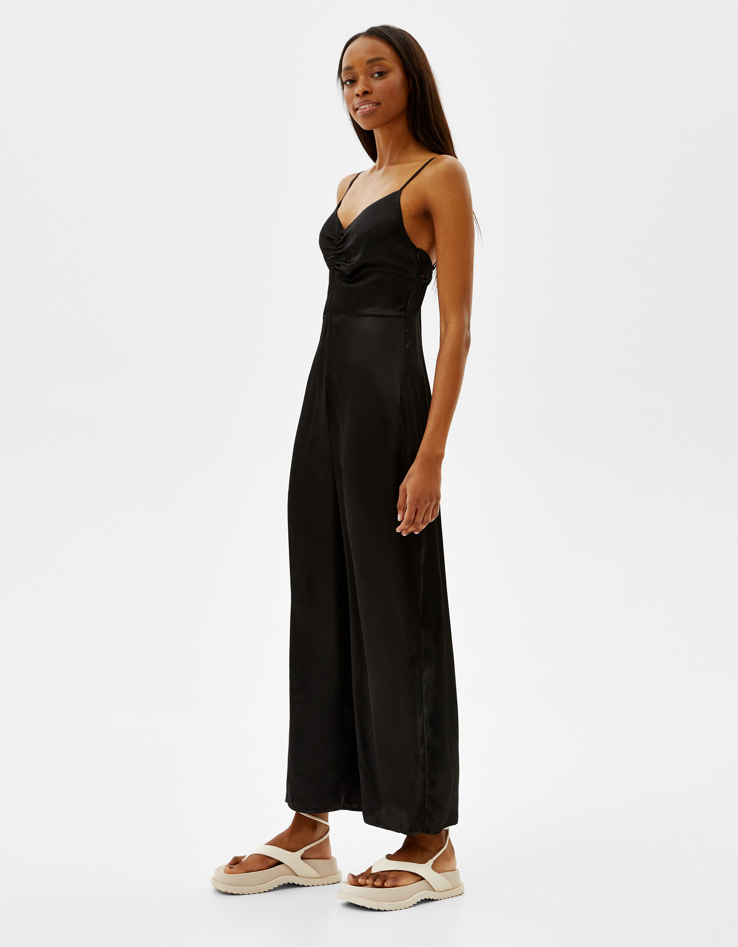 Satin jumpsuit with back bow - Woman 
