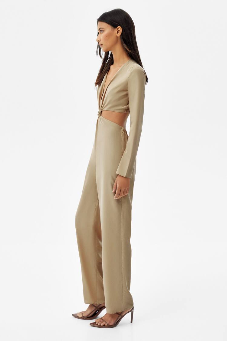 TENCEL™ jumpsuit with cut-out and knot detail