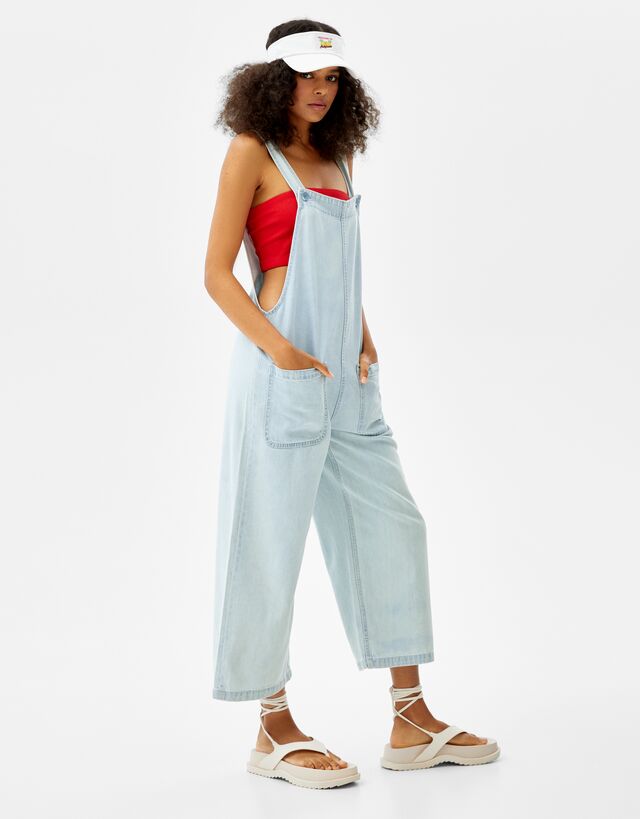 Long denim overalls - Woman | Bershka
