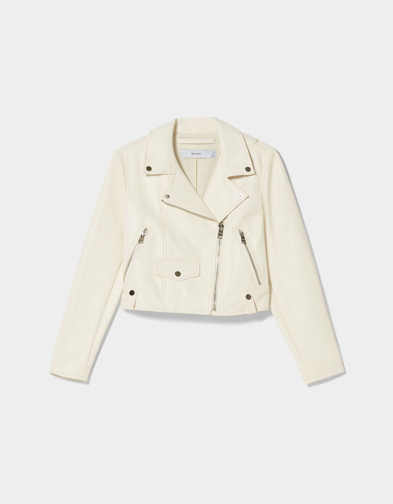 bershka white leather jacket