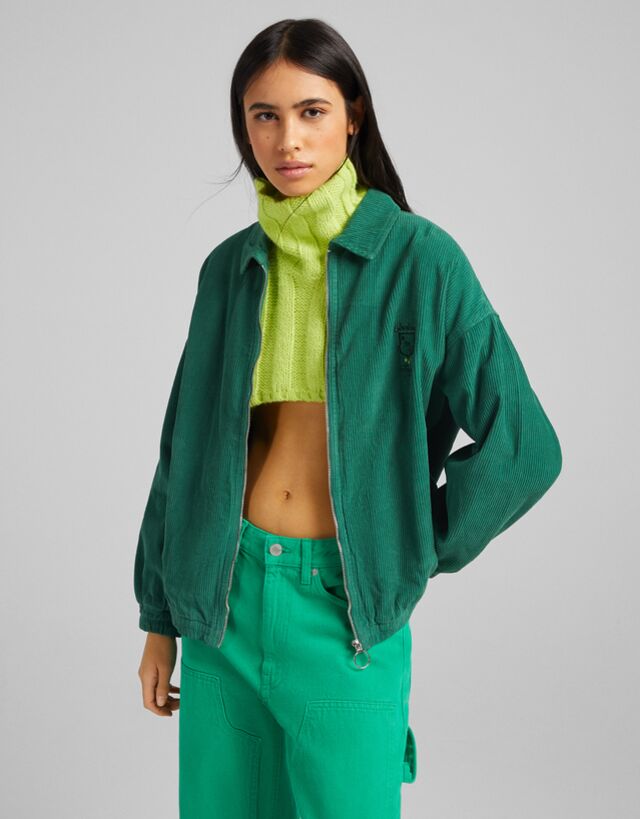green zip jacket