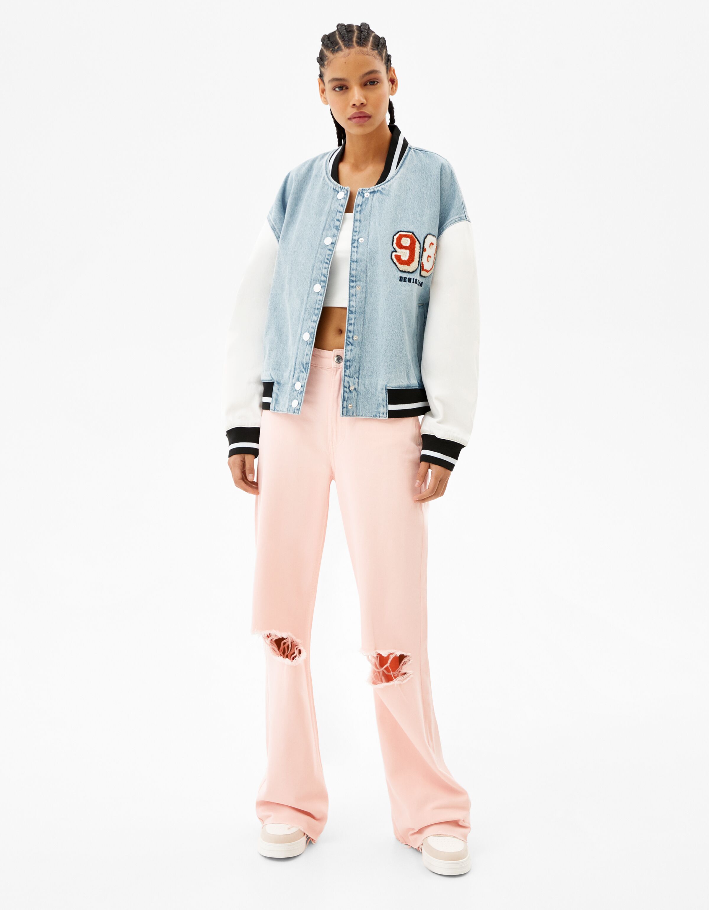 Denim jacket with varsity patches 