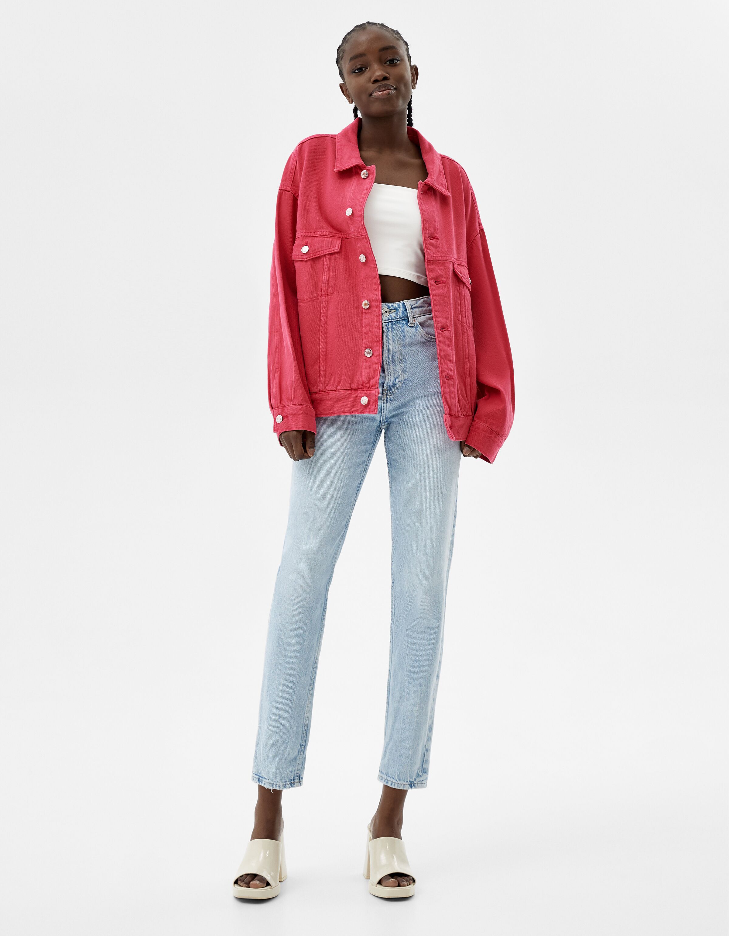 Fuchsia denim jacket - Jackets and 