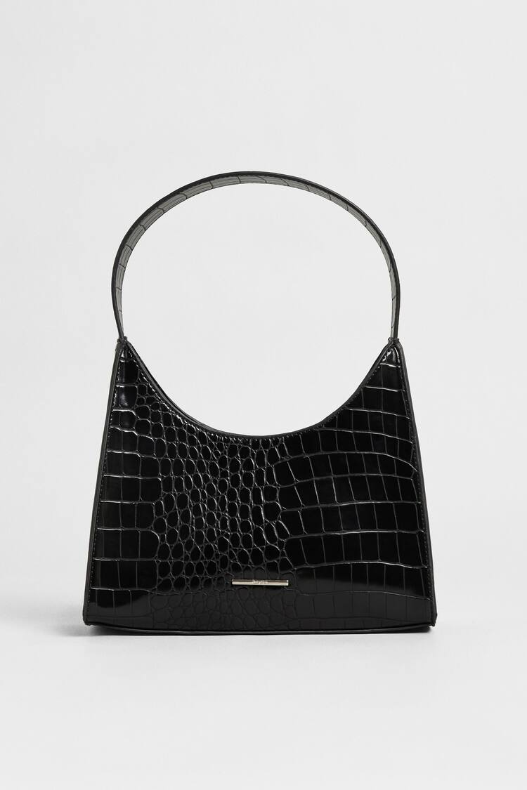 Faux leather mock croc bag with strap