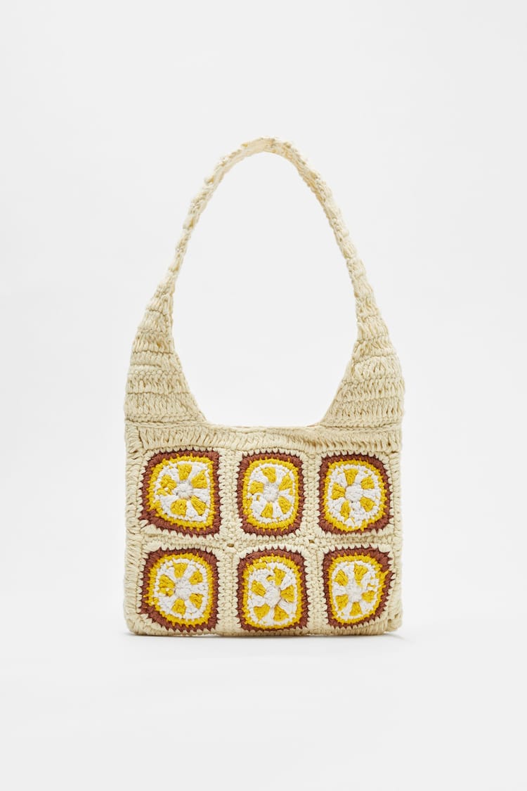 Lemon print crochet bag