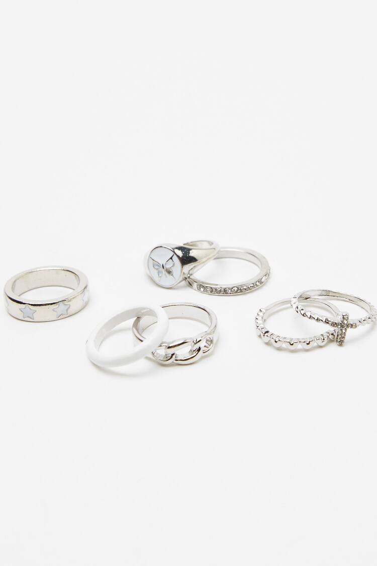 Set of 7 enamelled rings