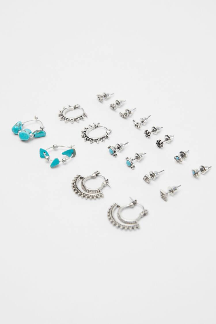Set of 9 pairs of boho earrings