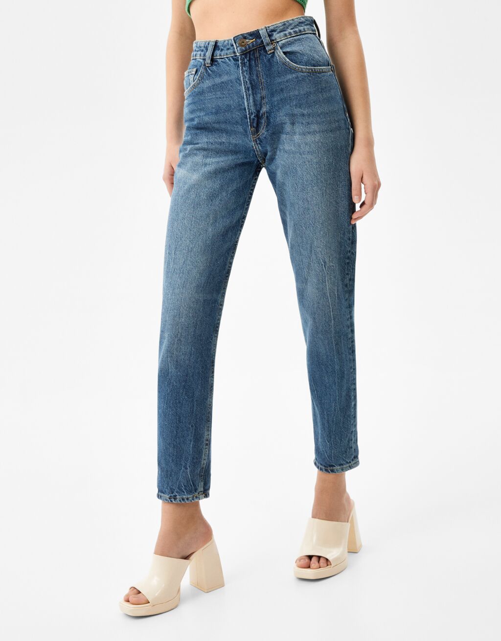 mom jeans ankle boots