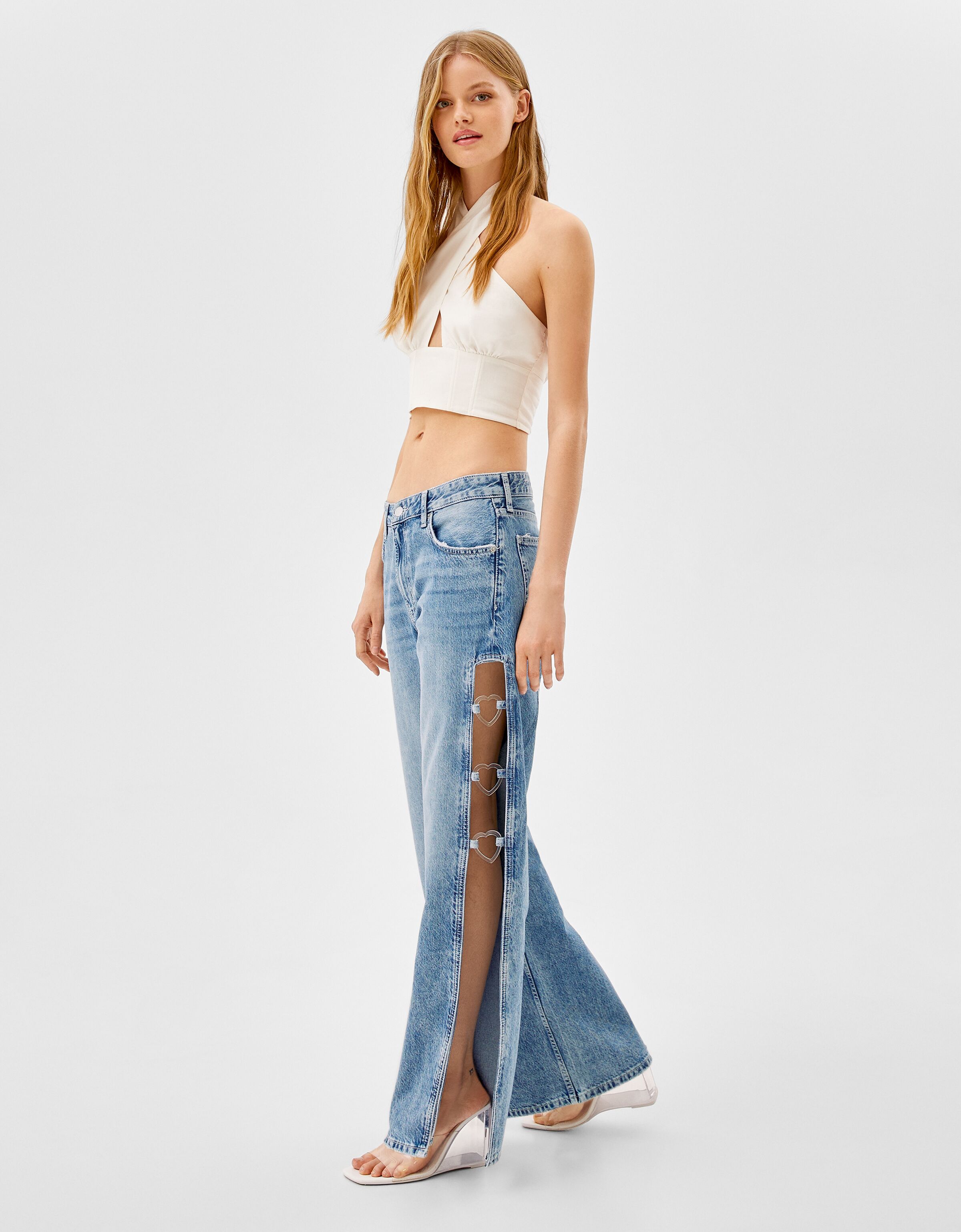 hearts straight fit jeans - Woman | Bershka