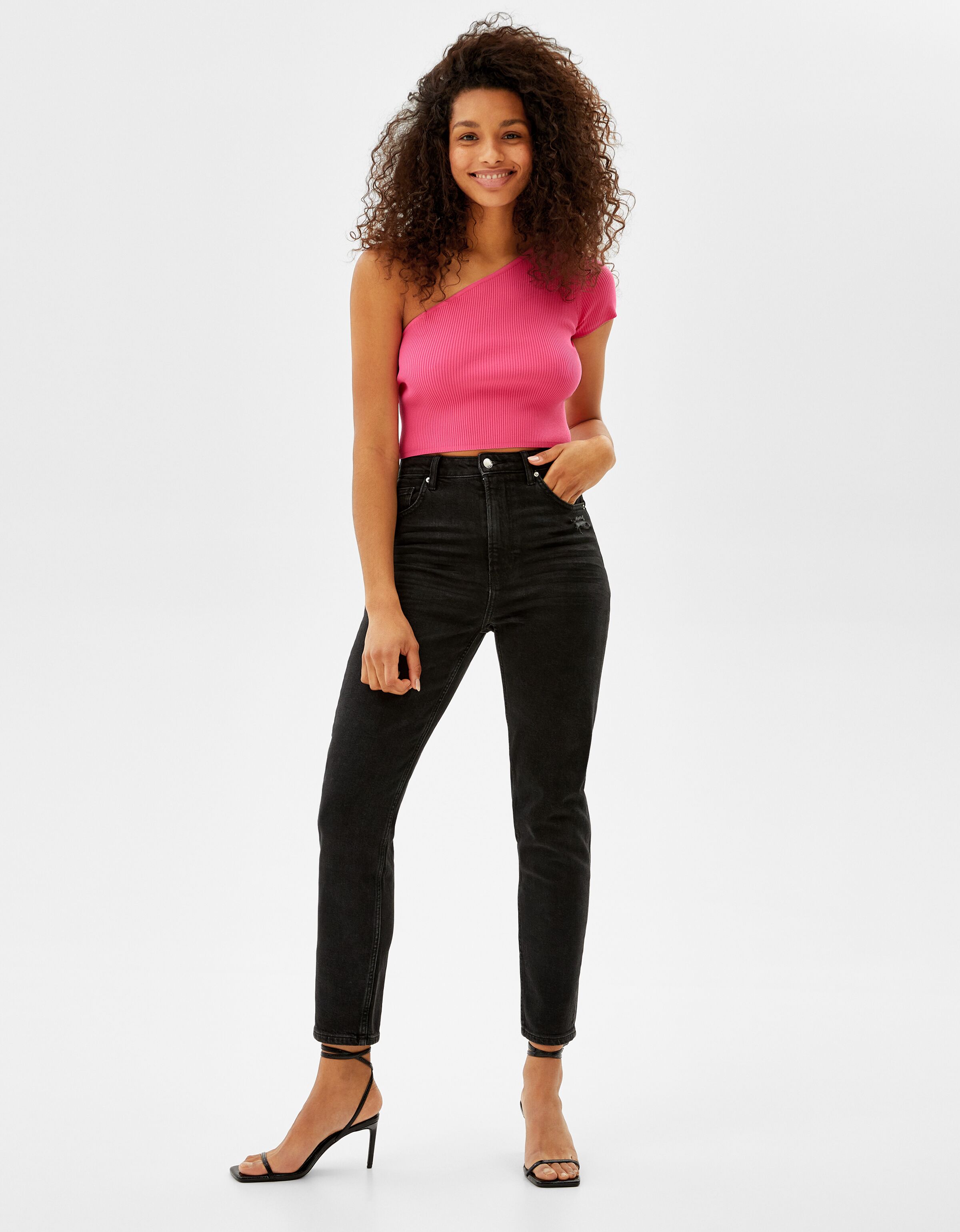 Slim comfort fit mom jeans - Denim - Woman | Bershka