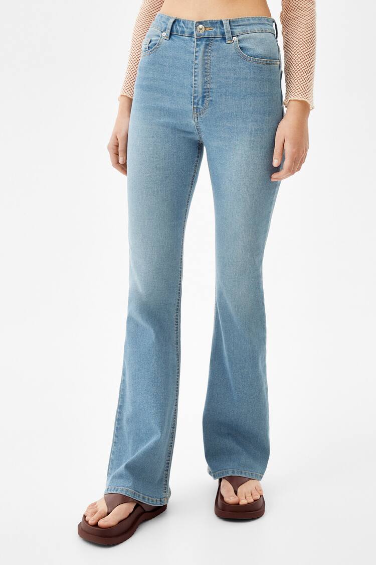 Super high-waist fitted flared jeans