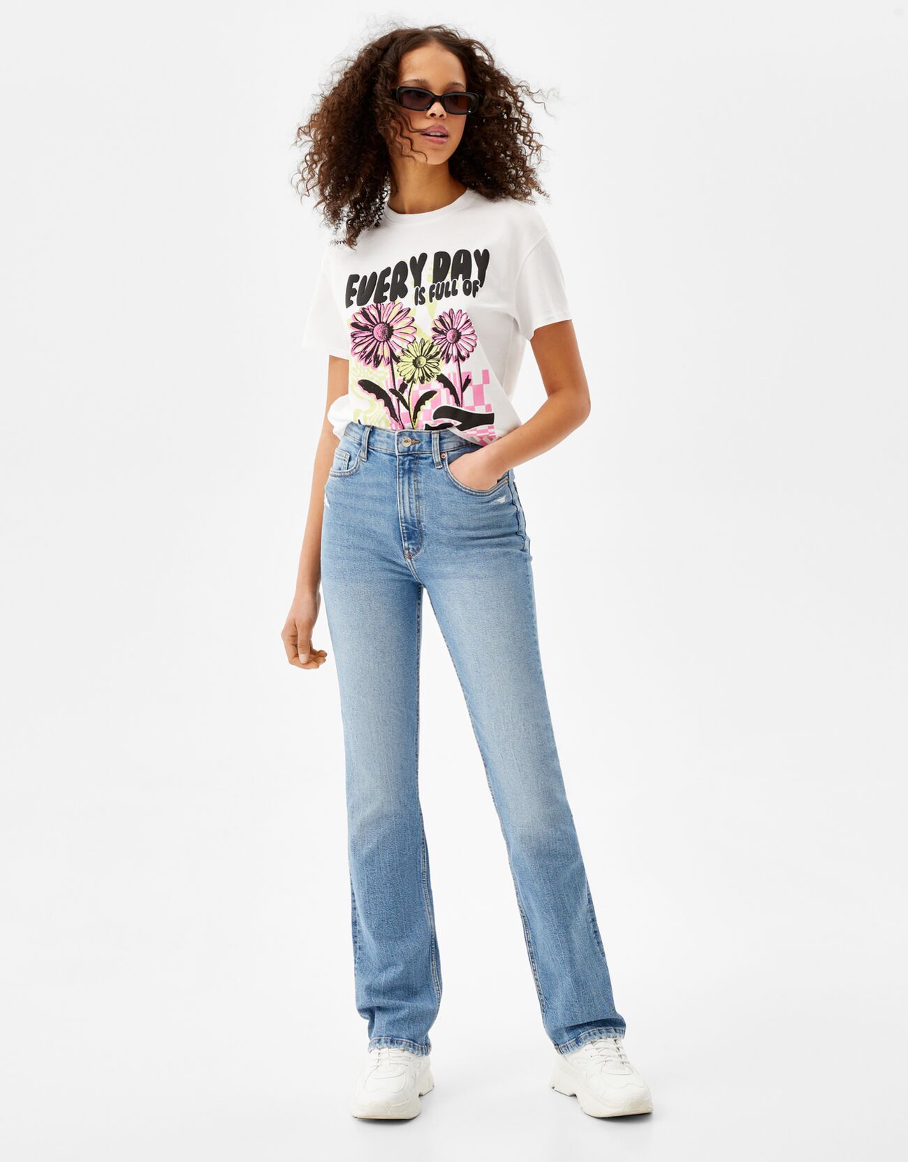 Jeans straight fit slim high waist comfort - Straight - Donna | Bershka