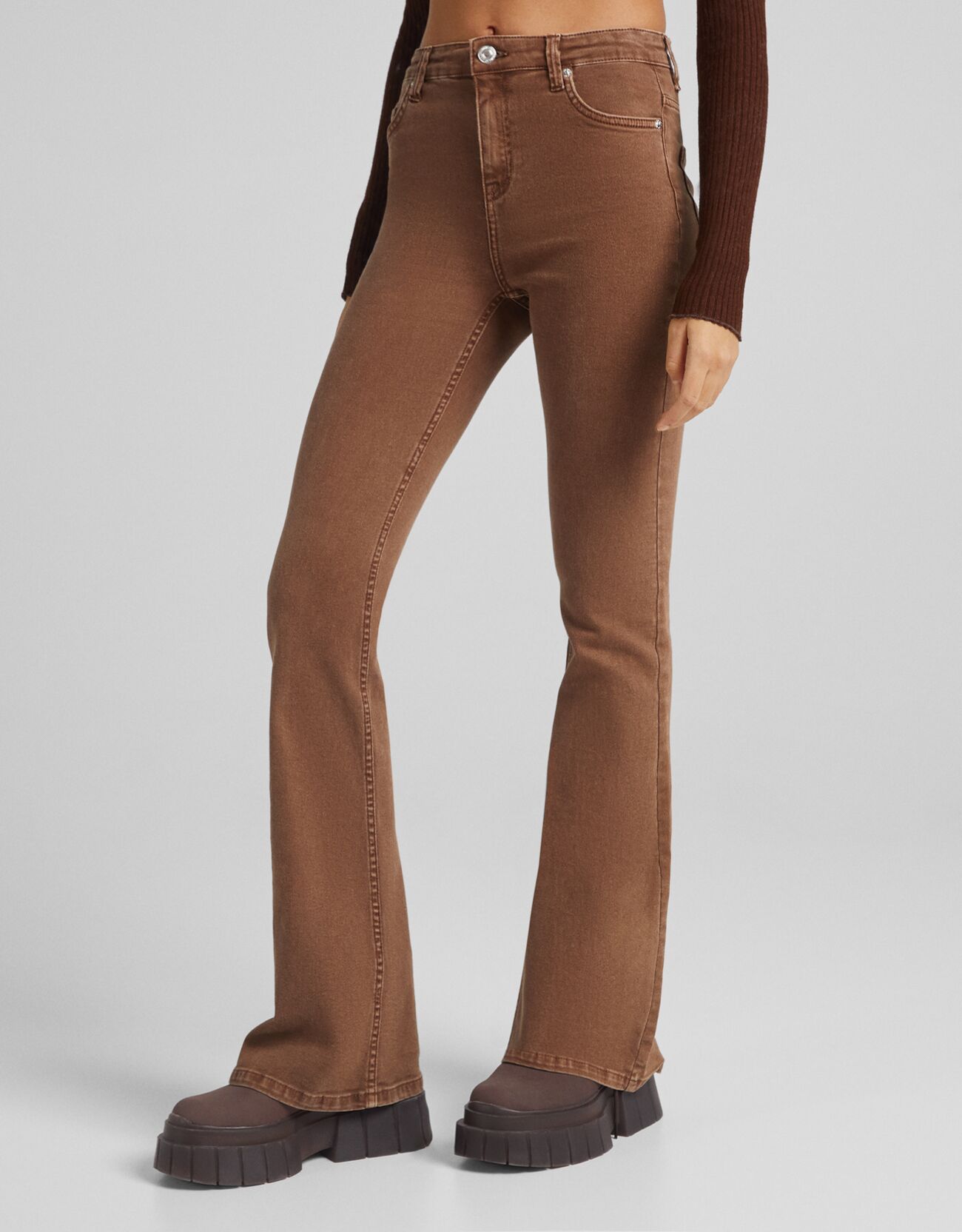 5-pocket flare twill trousers - Woman 