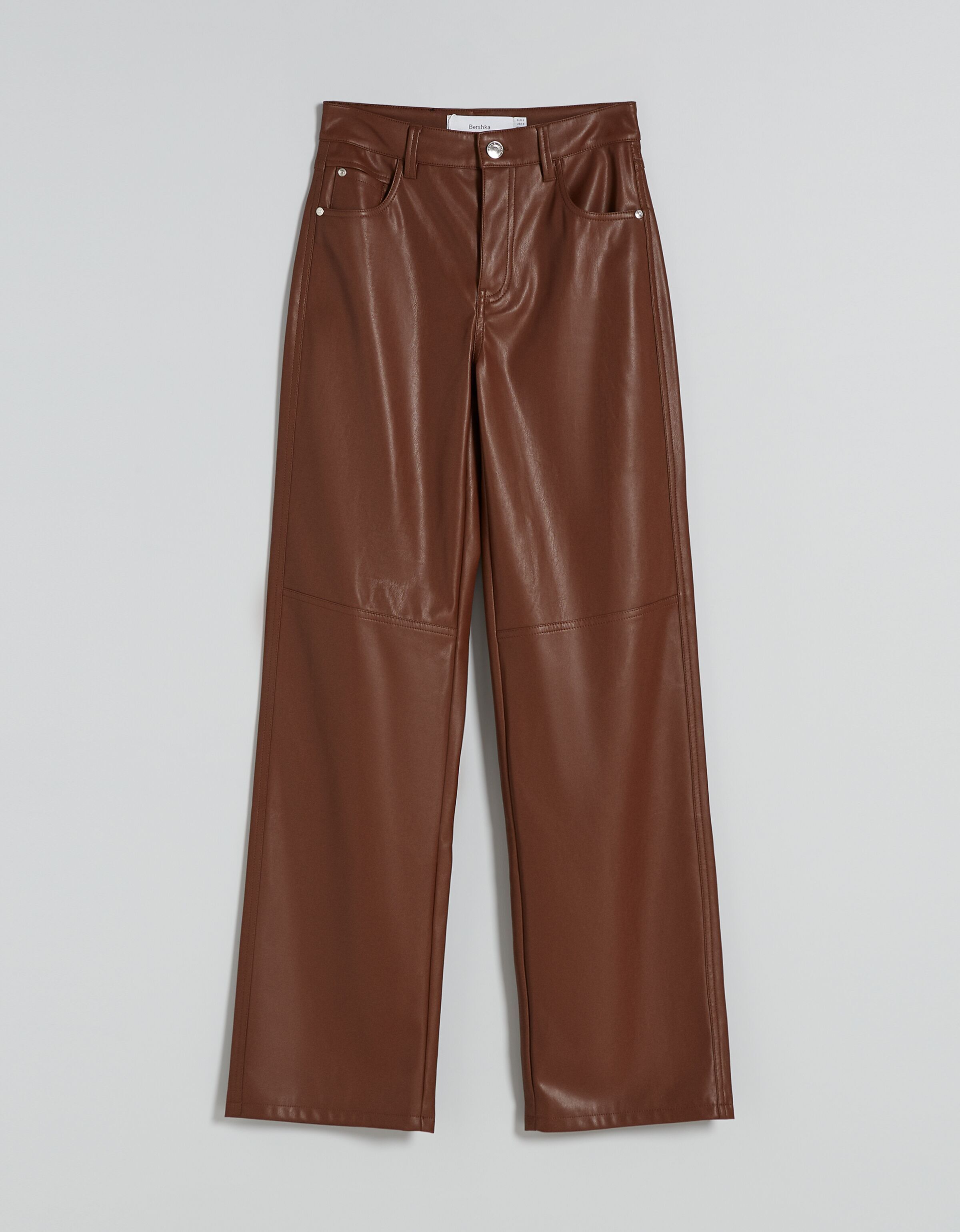 Faux leather straight trousers 