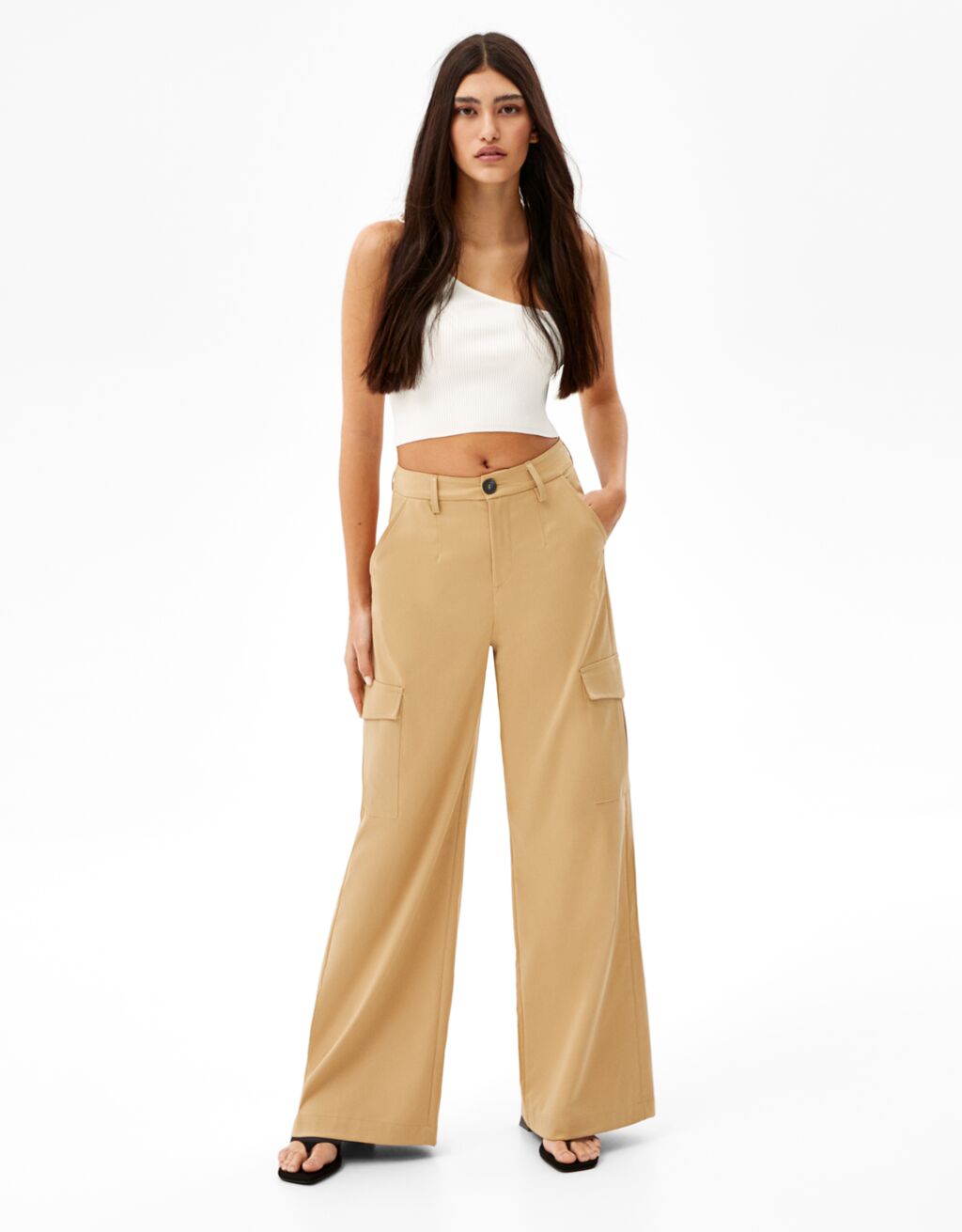 Wide-leg cargo pants - Woman | Bershka